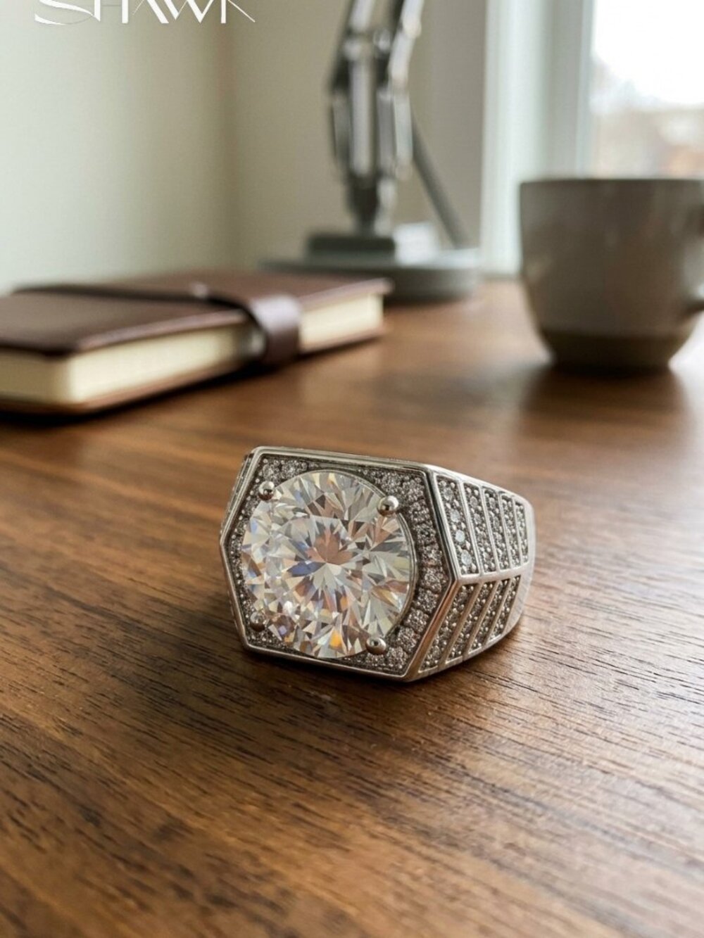Mens S925 Sterling Silver Zircon/Moissanite Ring 5 CT D